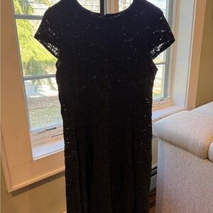 Alfani Elegant Black Lace Dress - Cap Sleeves and Lace Detail